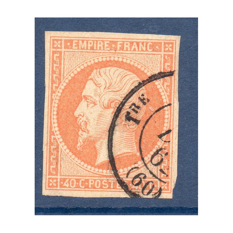 Timbre France Yvert No 16  Empire 40c orange Oblitéré CaD type 15