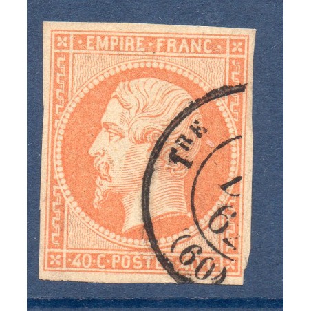 Timbre France Yvert No 16  Empire 40c orange Oblitéré CaD type 15