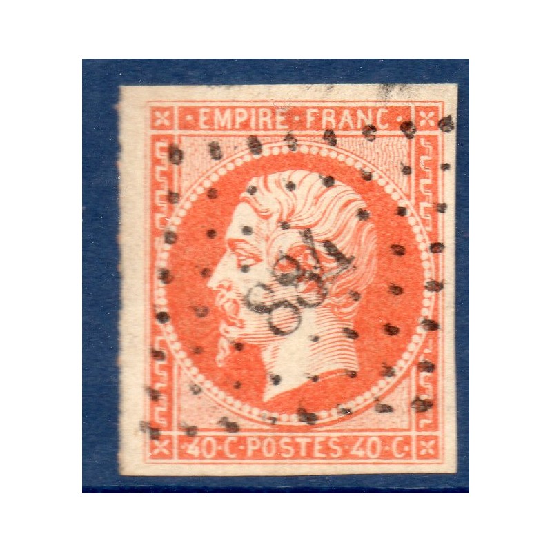 Timbre France Yvert No 16a Empire 40c orange vif Oblitéré petits chiffres