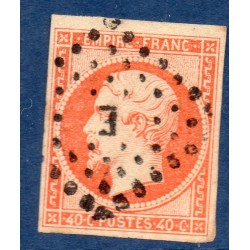 Timbre France Yvert No 16a Empire 40c orange vif Oblitéré ambulant