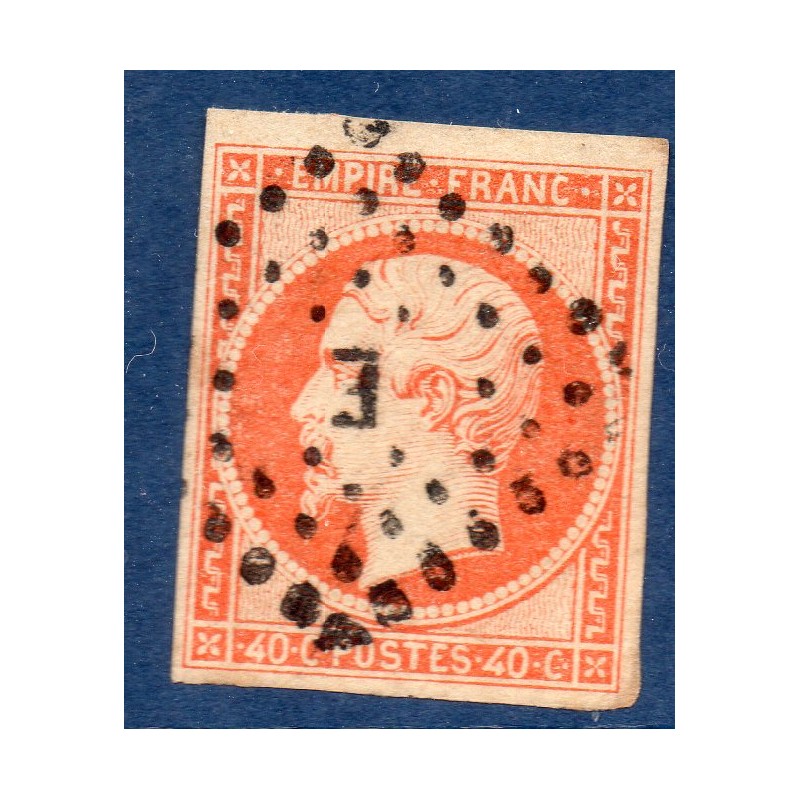 Timbre France Yvert No 16a Empire 40c orange vif Oblitéré ambulant