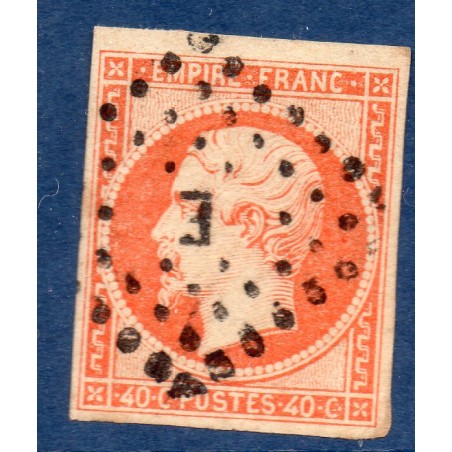 Timbre France Yvert No 16a Empire 40c orange vif Oblitéré ambulant