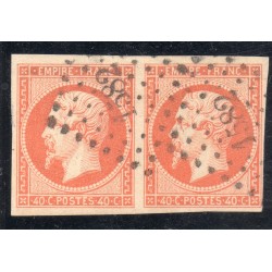 Timbre France Yvert Paire No 16a  Empire 40c orange vif Oblitéré petits chiffres