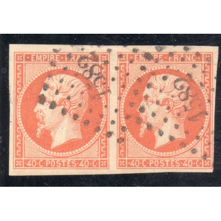 Timbre France Yvert Paire No 16a  Empire 40c orange vif Oblitéré petits chiffres