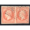 Timbre France Yvert Paire No 16a  Empire 40c orange vif Oblitéré petits chiffres