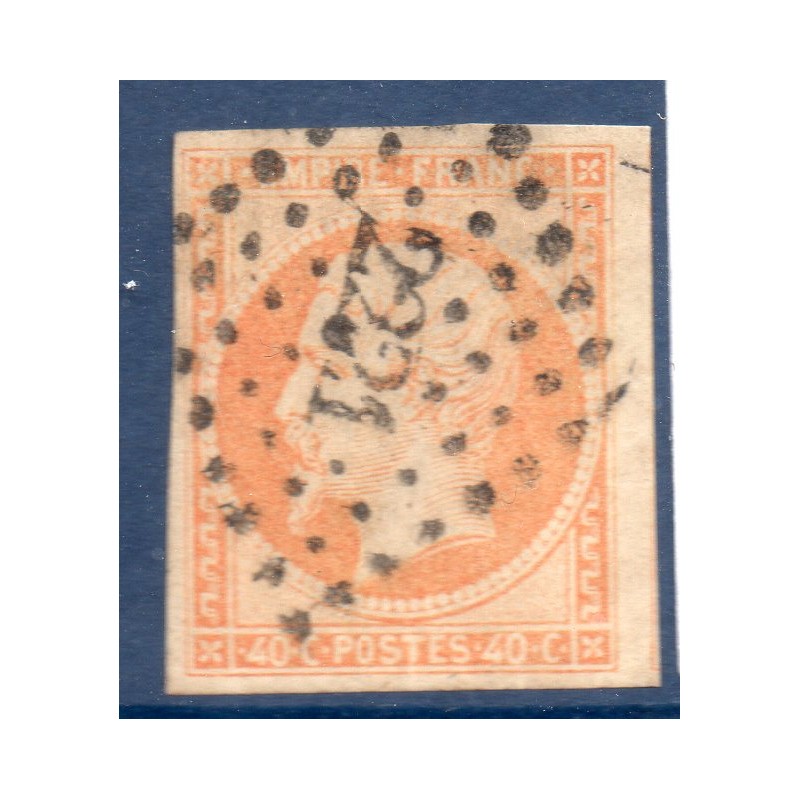 Timbre France Yvert No 16b Empire 40c orange sur paille Oblitéré petits chiffres