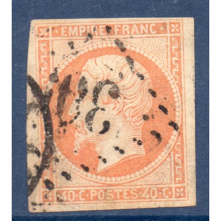 Timbre France Yvert No 16b Empire 40c orange sur paille Oblitéré gros chiffres