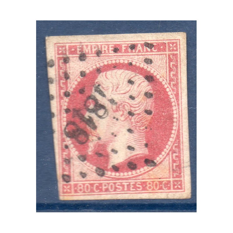 Timbre France Yvert No 17A Empire 80c carmin Oblitéré petits chiffres