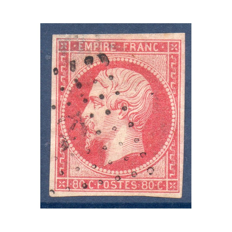 Timbre France Yvert No 17B Empire 80c rose Oblitéré Ancre