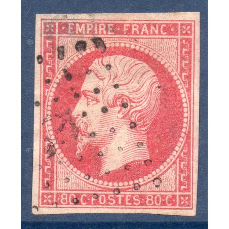 Timbre France Yvert No 17B Empire 80c rose Oblitéré Ancre