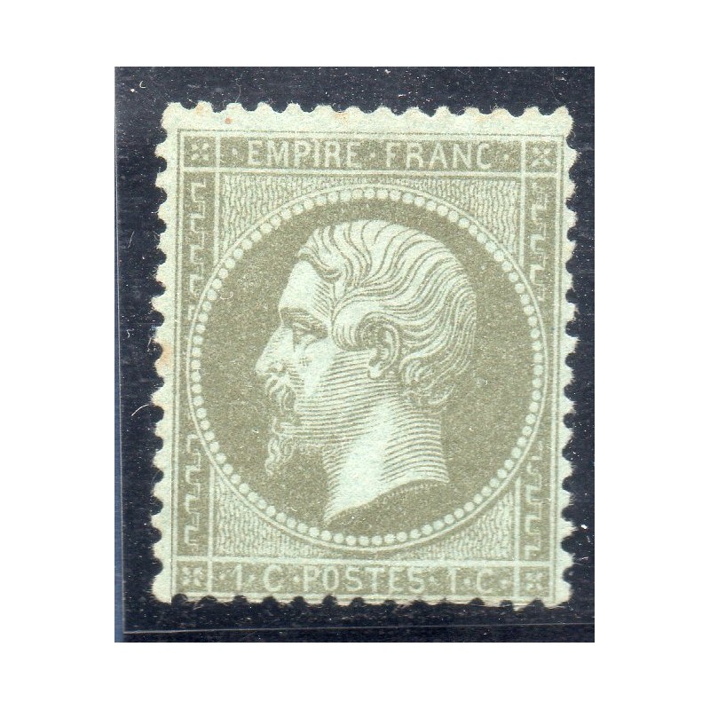 Timbre France Yvert No 19 Empire 1c vert olive Neuf * avec charnière