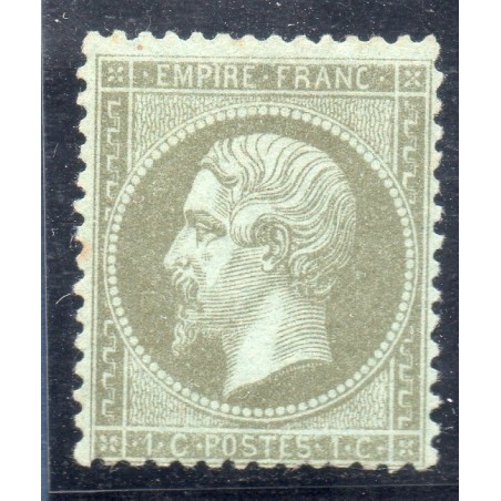 Timbre France Yvert No 19 Empire 1c vert olive Neuf * avec charnière