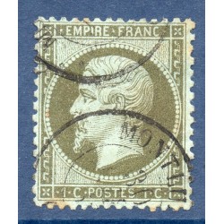 Timbre France Yvert No 19a Empire 1c vert bronze Oblitéré CaD type 15