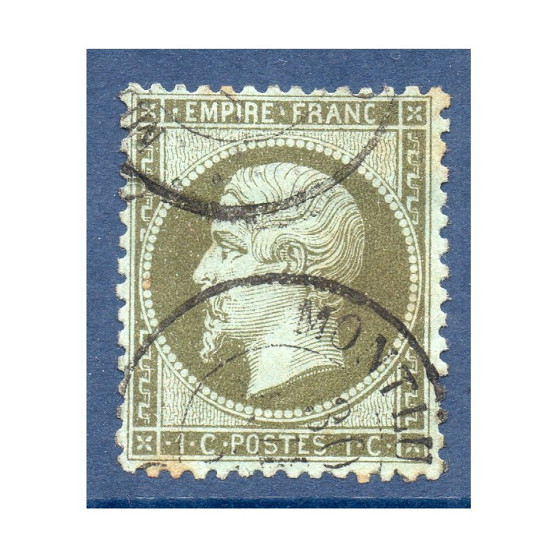 Timbre France Yvert No 19a Empire 1c vert bronze Oblitéré CaD type 15