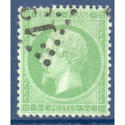 Timbre France Yvert No 20 Empire 5c vert Oblitéré Gros chiffres