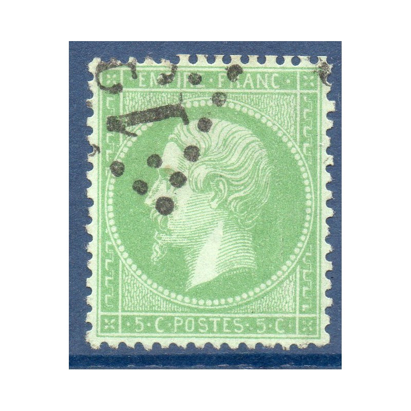 Timbre France Yvert No 20 Empire 5c vert Oblitéré Gros chiffres