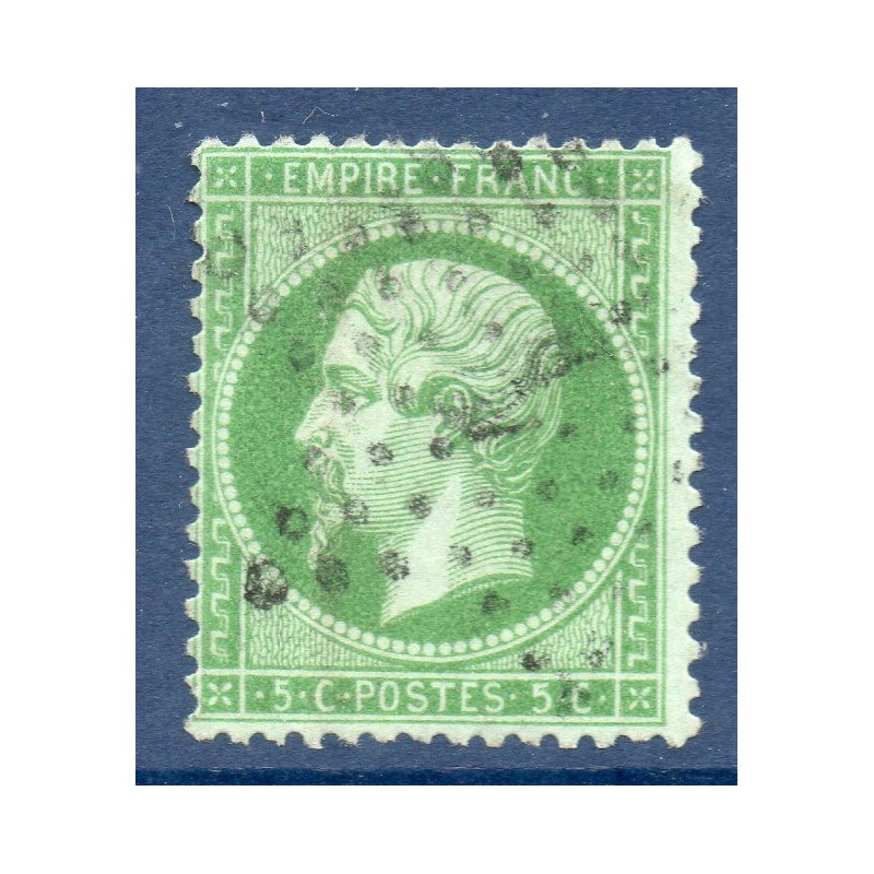 Timbre France Yvert No 20a Empire 5c vert foncé Oblitéré étoile