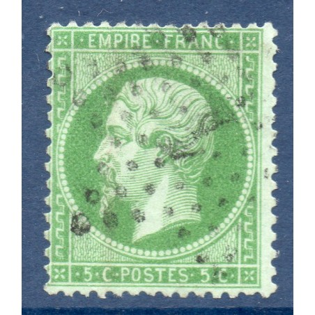 Timbre France Yvert No 20a Empire 5c vert foncé Oblitéré étoile