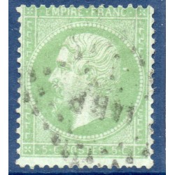 Timbre France Yvert No 20e Empire 5c vert clair Oblitéré ambulant