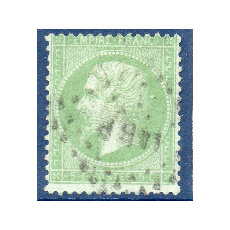 Timbre France Yvert No 20e Empire 5c vert clair Oblitéré ambulant