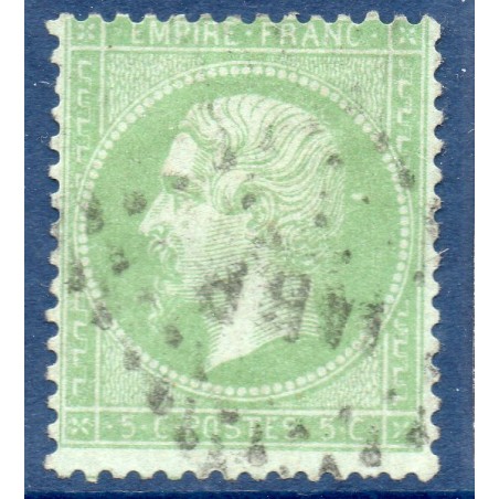 Timbre France Yvert No 20e Empire 5c vert clair Oblitéré ambulant