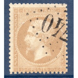 Timbre France Yvert No 21d Empire 10c bistre pâle Oblitéré Gros chiffres