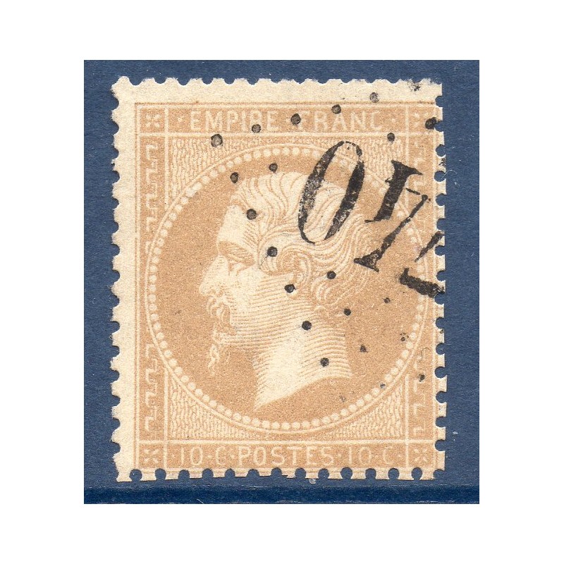 Timbre France Yvert No 21d Empire 10c bistre pâle Oblitéré Gros chiffres