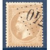 Timbre France Yvert No 21d Empire 10c bistre pâle Oblitéré Gros chiffres