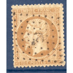 Timbre France Yvert No 21b Empire 10c bistre brun Oblitéré ancre