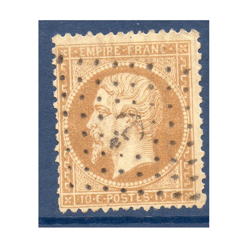 Timbre France Yvert No 21b Empire 10c bistre brun Oblitéré ancre