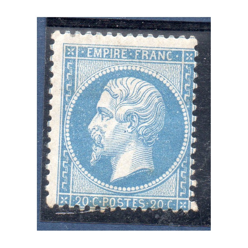 Timbre France Yvert No 22 Empire 20c bleu Neuf * sur charnière