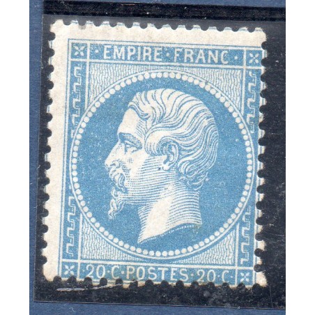 Timbre France Yvert No 22 Empire 20c bleu Neuf * sur charnière