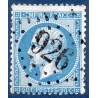 Timbre France Yvert No 22 Empire 20c bleu Oblitéré gros chiffres