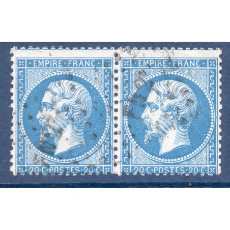 Timbre France Yvert Paire No 22 Empire 20c bleu Oblitéré ambulant