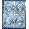 Timbre France Yvert Bloc de 4 No 22 Empire 20c bleu Oblitéré Gros chiffres