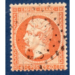 Timbre France Yvert No 23 Empire 40c orange Oblitéré gros chiffres