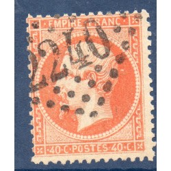 Timbre France Yvert No 23b Empire 40c orange vif Oblitéré gros chiffres