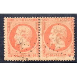 Timbre France Yvert Paire No 23 Empire 40c orange Oblitéré ancre