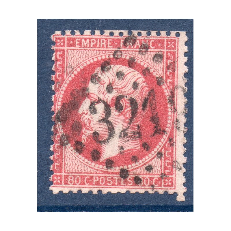 Timbre France Yvert No 24a Empire 80c rose foncé Oblitéré gros chiffres