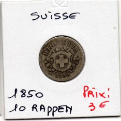 Suisse 10 rappen 1850 TB, KM 21 pièce de monnaie