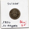 Suisse 10 rappen 1850 TB, KM 21 pièce de monnaie