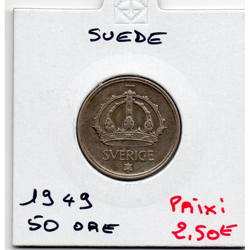 Suède 50 Ore 1949 Sup, KM 817 pièce de monnaie