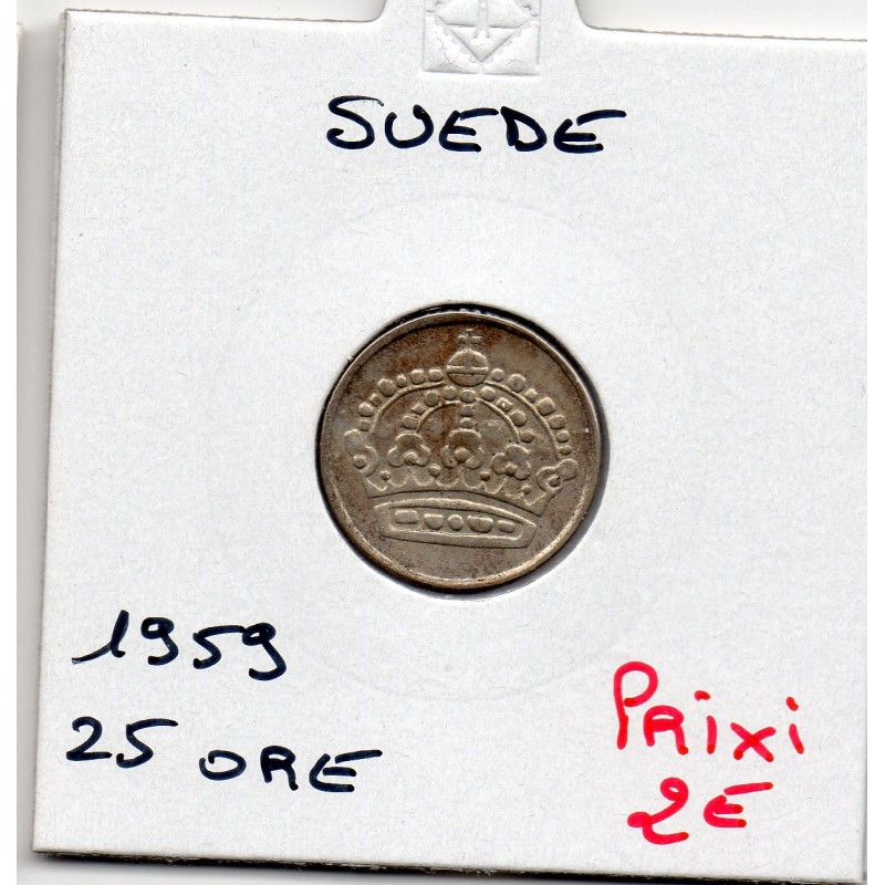 Suède 25 Ore 1959 Sup, KM 824 pièce de monnaie