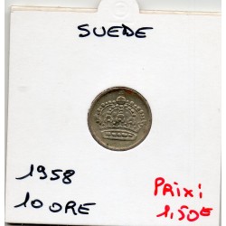 Suède 10 Ore 1958 TTB, KM 823 pièce de monnaie