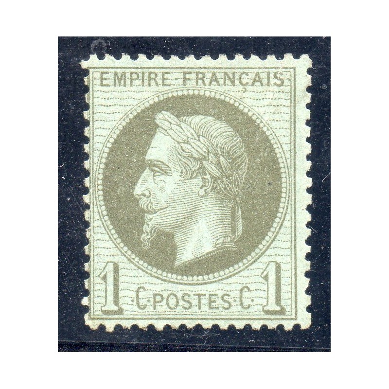 Timbre France Yvert No 25a Empire Lauré 1c vert olive Neuf **