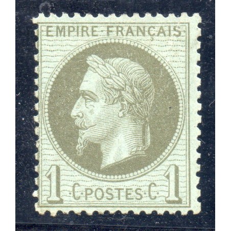 Timbre France Yvert No 25a Empire Lauré 1c vert olive Neuf **