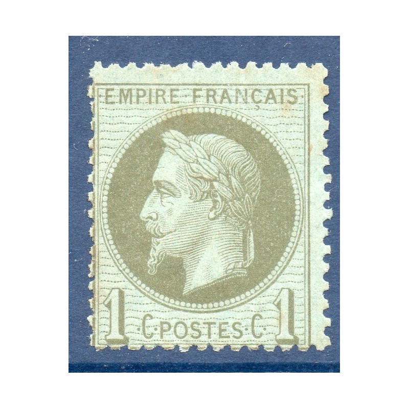 copy of Timbre France Yvert No 25a Empire Lauré 1c vert olive Neuf (*) sans gomme