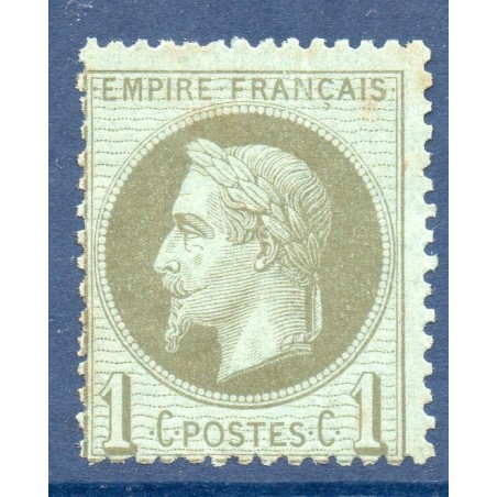 copy of Timbre France Yvert No 25a Empire Lauré 1c vert olive Neuf (*) sans gomme