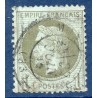 Timbre France Yvert No 25a Empire Lauré 1c vert olive Oblitéré CaD type 17