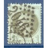 Timbre France Yvert No 25 Empire Lauré 1c vert bronze Oblitéré gros chiffres